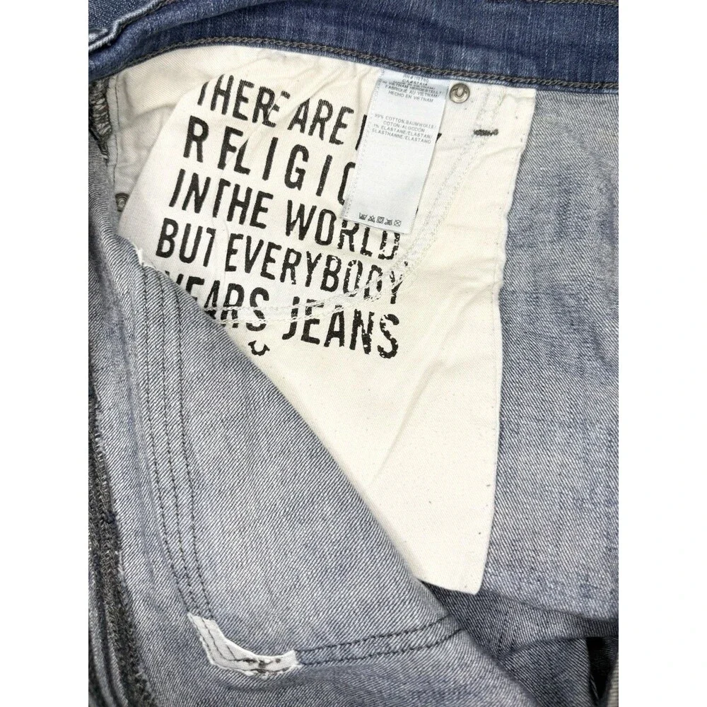 True Religion Jeans Rocco Relaxed Skinny Men’s Size 42 Medium Wash Stud Stretch